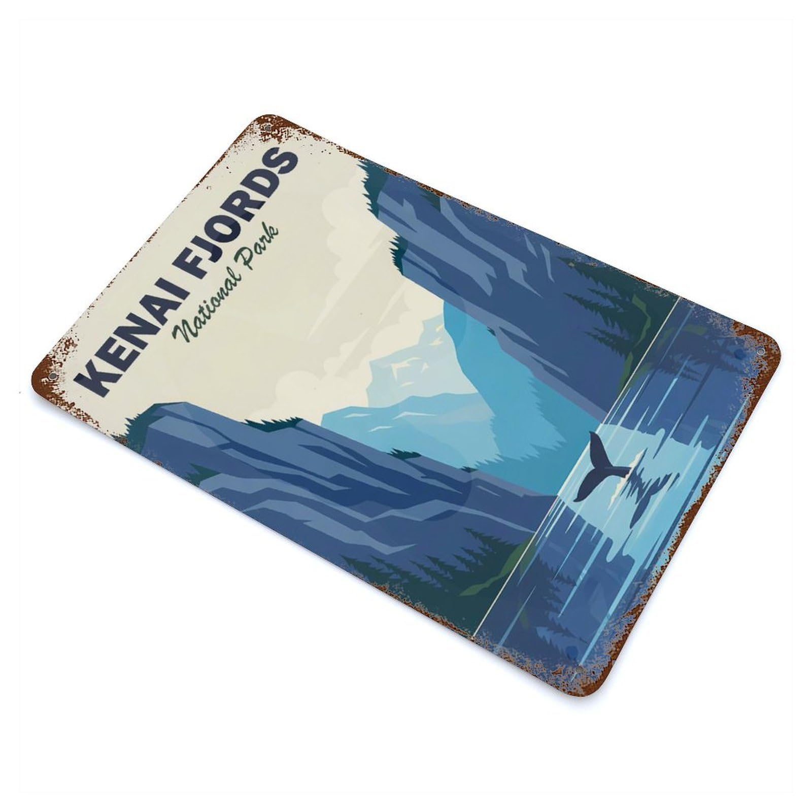 Kenai Fjords National Park Weathered Tin Sign 11.8"x7.9", Shabby Chic Decor for Garage, Pub Or Kitchen