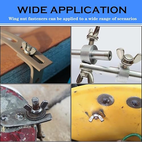 Miniatura 9 de Hooshing 100 piezas 14"-20 tuerca de ala de acero inoxidable 304 piezas de sujetadores de mariposa