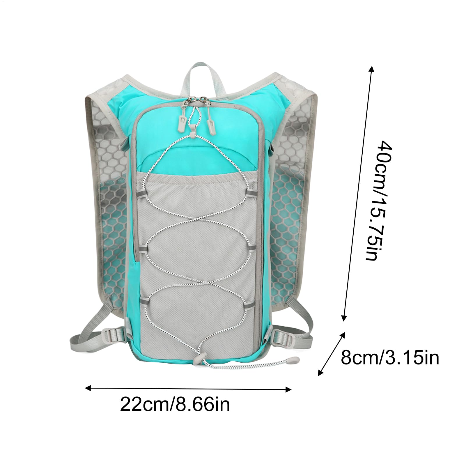 Sac à dos d'hydratation – Sac à dos réfléchissant de 40 cm, pour course à pied, réglable, respirant, avec poche d'eau de 1,5 L, pour femme, homme, équitation, camping, voyage, trekking, cyclisme