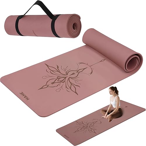 HAHE Tapete de yoga grueso (0.315 in, 13 pulgadas), tapete de yoga antideslizante POE, ecológico, alto rebote y absorción de golpes, antidesgarros y