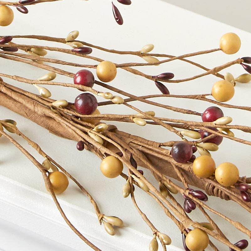 Artificial Mixed Burgundy and Cream Sunburst Berry Garland - Year Round Rustic Berries, Farmhouse Home Decor for Table Arrangements, Fireplace Mantel and Fall Decorations (48