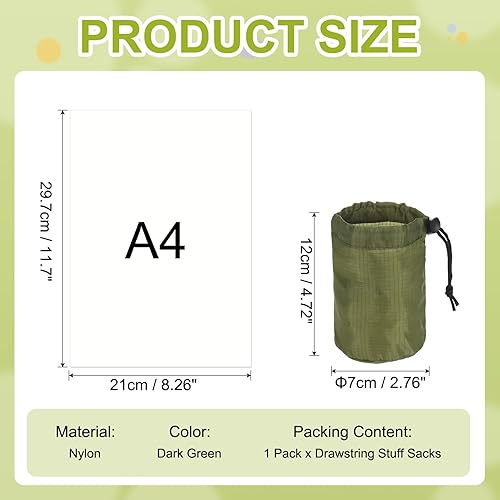 Miniatura 2 de Saco de Almacenamiento, Sacos de Almacenamiento Impermeables de Nailon Portátiles con Cordón, Bolsa Seca de Organización de Equipo con Cierre, 3 x 5