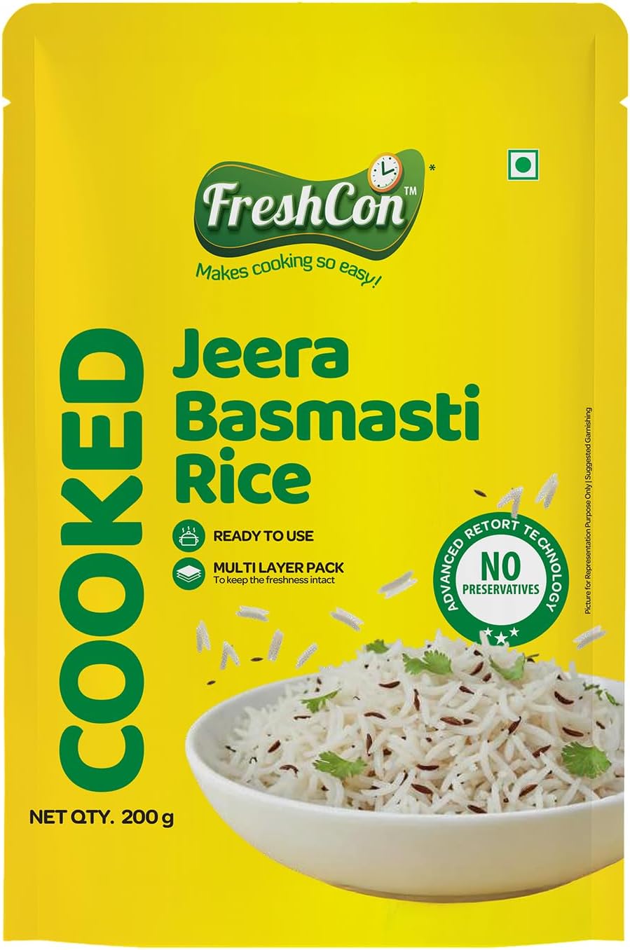 Ready to use Basmati Rice 1200g | Fully Cooked Long Grain Rice | Fluffy & Aromatic | Instant Meal Solution | No Preservatives 200 g (Pack of 6)