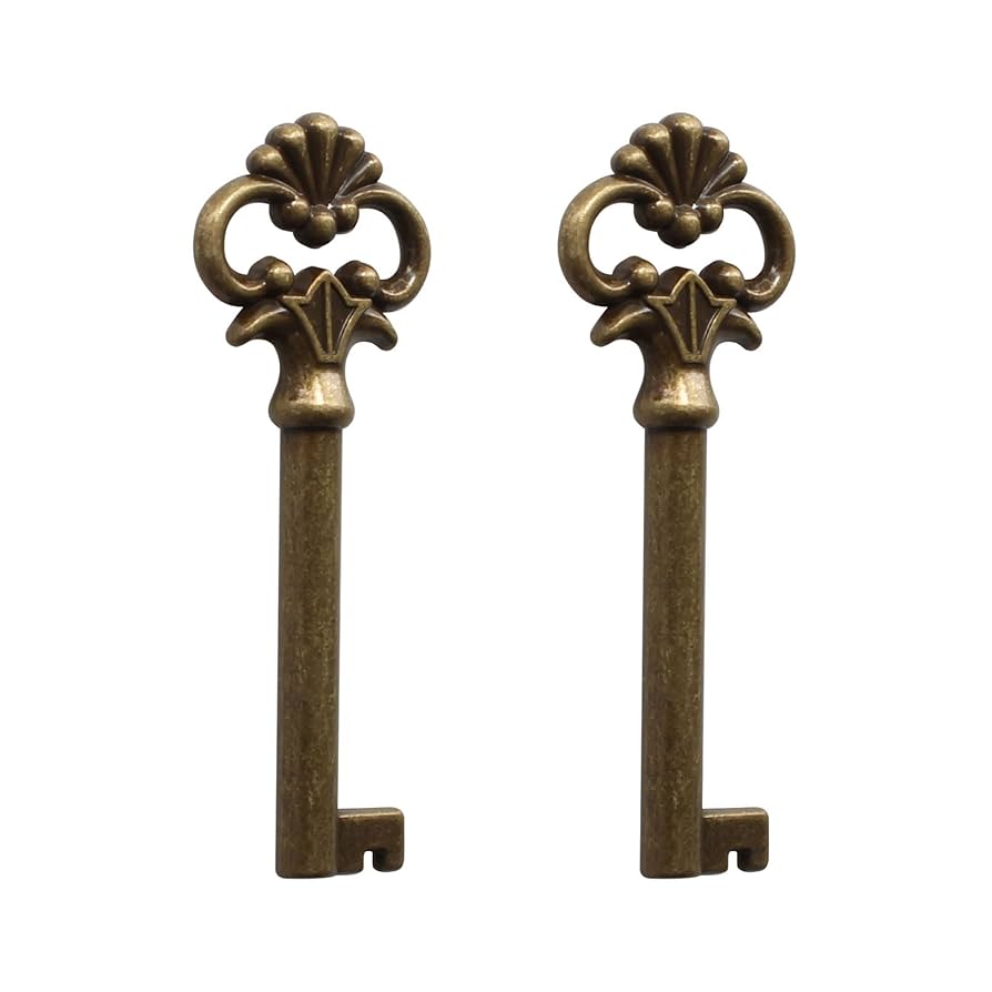 VIDABTE KY-5 Antique Brass Skeleton Key, Reproduction for