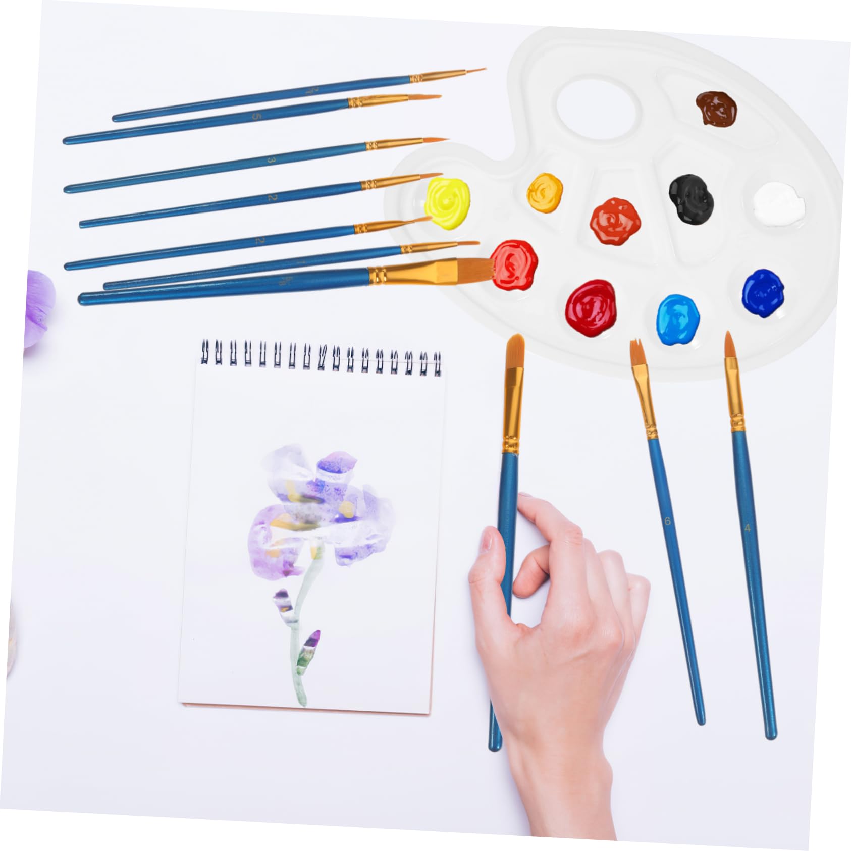 NUOBESTY 5ensembles Set De Pinceaux Aquarelle Et Palette Multi-Fonctions pour Peinture avec Poignées Ergonomiques pour Adultes