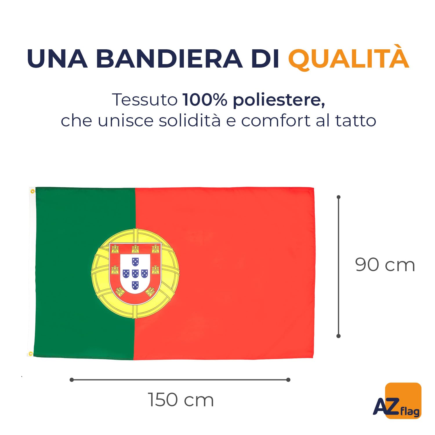 AZ FLAG Bandiera Portogallo 150 x 90 cm - Bandiera Portoghese 90 x 150 cm