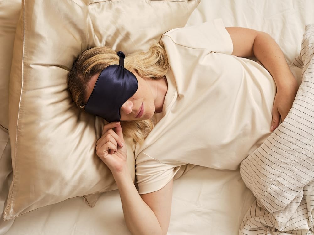 Masque de sommeil 100% pure soie - Bleu Nuit