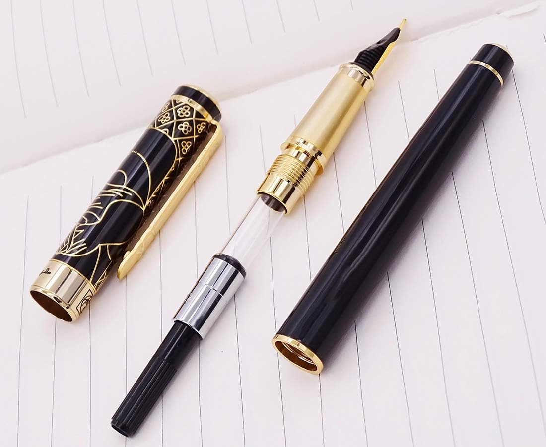 erofa Picasso 902 Gentleman Collection Fountain Pen Fude Nib Writing Gift Pen with Original Box (Black Relievo)