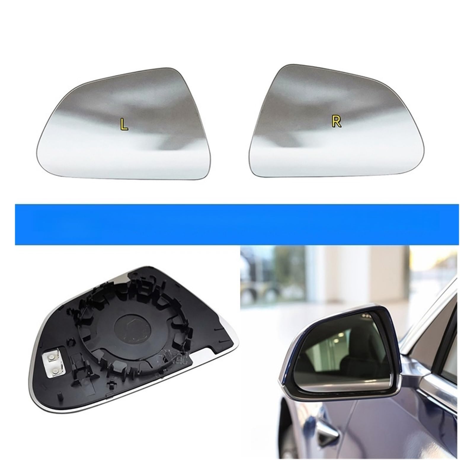 Vetro specchietto riscaldato laterale per Tesla per modello 3 2017-2023 per retrovisore con lente retromarcia(1pcs left)