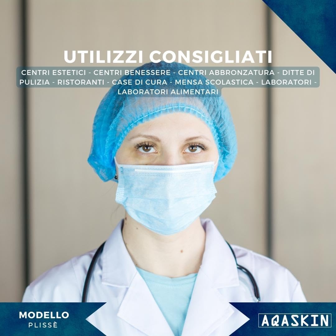 Kask jednorazowego użytku TNT model Plissè - czepek na głowę i włosy - do centrów estetycznych, SPA, ośrodków medycznych, ilość 100, 2000 sztuk, biały, zielony, niebieski..