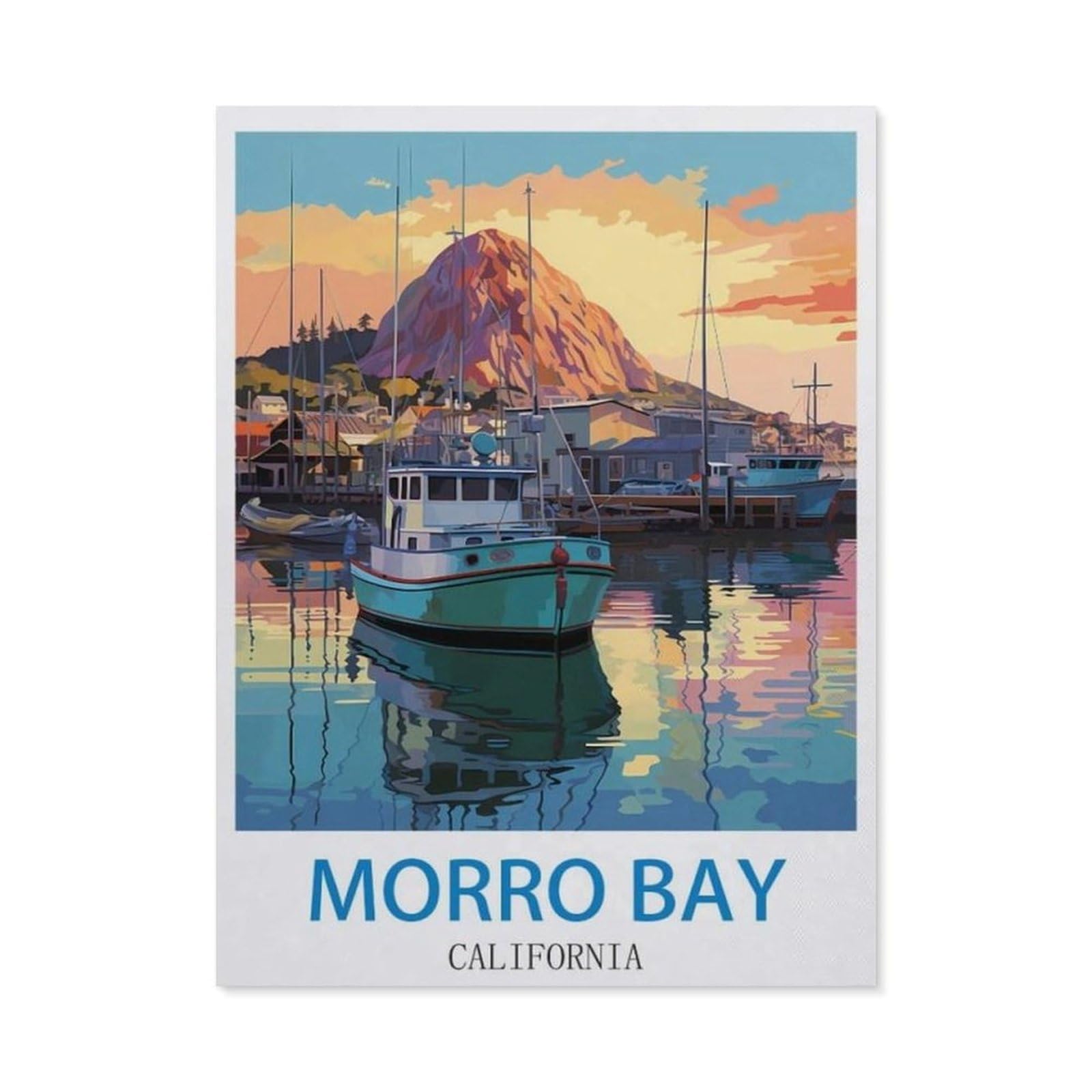 BEAYODKP Morro Bay California，5D DIY Diamond Painting Full Round Drill Diamond Embroidery Cross Stitch Rhinestone Mosaic Paintings Art（40 x 50 cm/15.74 x 19.68 inches）-CM76
