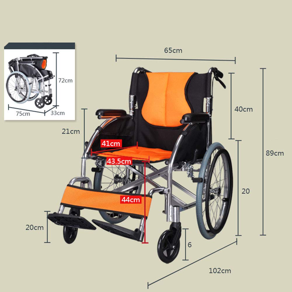 Wheelchair, Silla de Ruedas portátil Plegable, Silla de Ruedas Manual para Ancianos, Carrito Ultraligero para discapacitados, Suministros médicos para Adultos