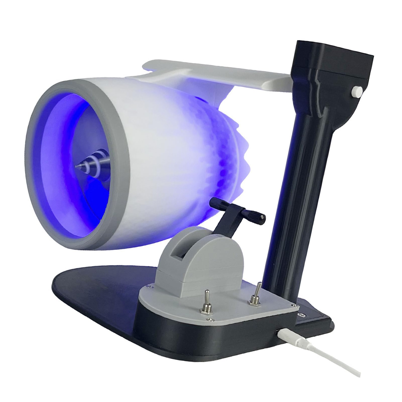 Eujgoov Wentylator Biurkowy USB 2 w 1 Przenośny Wentylator Biurkowy z Nadrukiem 3D z PLA i regulowaną prędkością Nawilżacz Efekt świetlny 50 Ml do Domu, Sypialni, Biura, Użytku w Porze Suchej (BLUE)