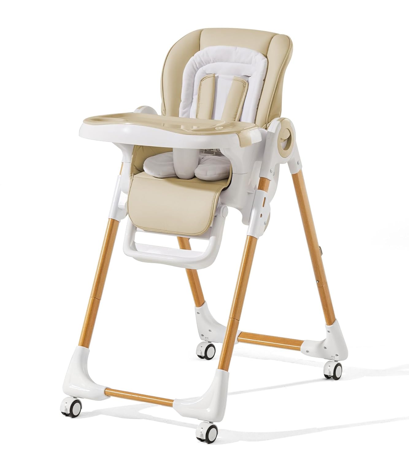 similar to Convertible High Chairs for Babies and Toddlers, Height Adjustable Baby High Chair, High Chair with Removable Tray, Adjustable Backrest and Pedal, Portable Baby Dinning Chair with Lockable Wheels