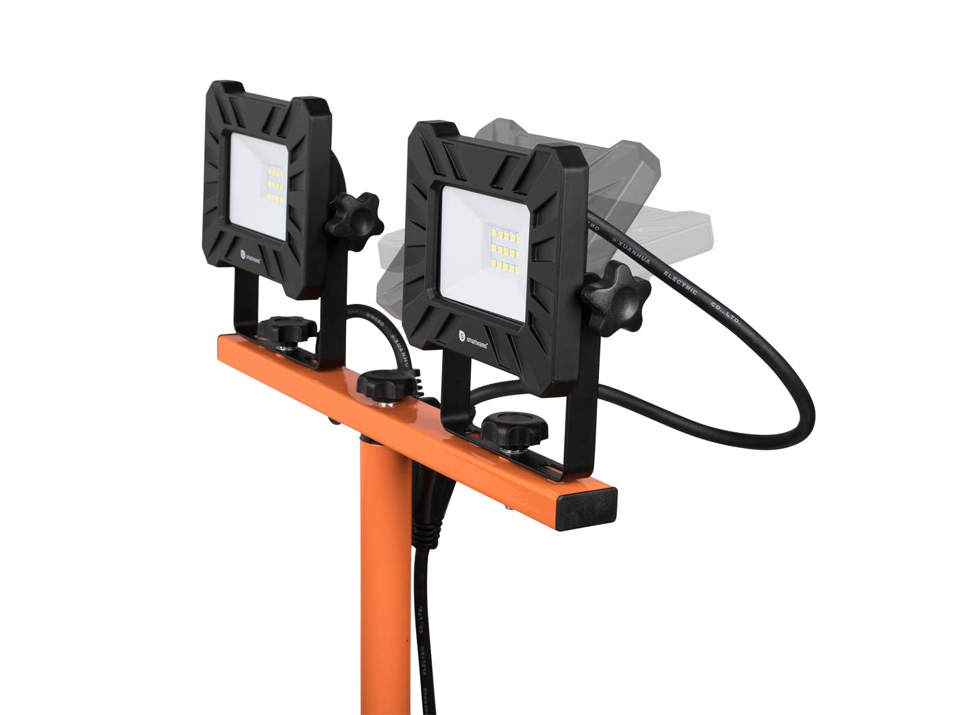 2er Set LED Baustrahler mit Stativ, 20 Watt Arbeitscheinwerfer höhenverstellbar