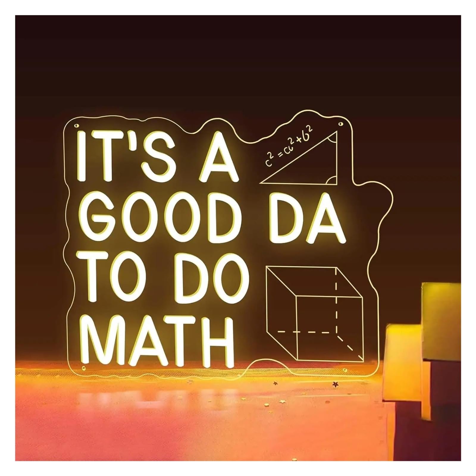 SHOUXI Sign Lamp It's A Good Day to Do Math Neon Sign LED Light Dimmable for Classroom Kid Room Library Museum Study Room Decor 40.7cmx33cm