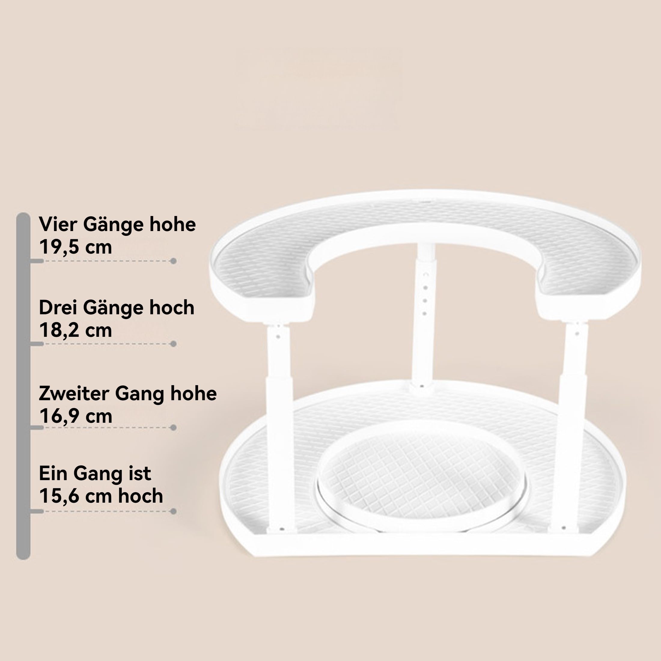 Drehbarer Organizer 2 Etagen 360° Küchengewürzen Küchenregal Arbeitsplatte Eckregal Küche Gewürzregal Stehend Ohne Bohren Lazy Susan Bohren für Gewürzgläser, Kosmetik, Reinigungsmittel Weiß(R04)