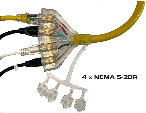 Miniatura 3 de Cable de alimentación de extensión de distribución de generador L14-30P de 50 pies a cuatro 5-20R, cable SJTW de calibre 10 (50 pies)