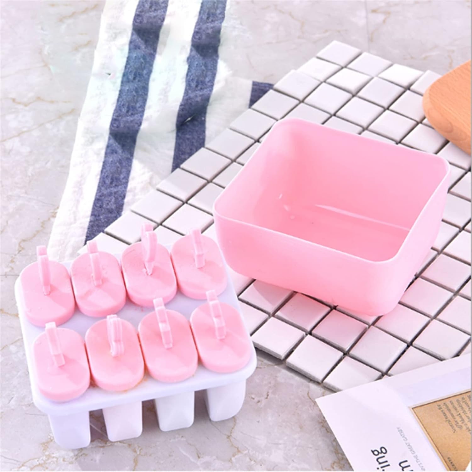 Ice Pop Molds Ice Cream Molds Cooking Tools Rectangle Shaped Reusable DIY Frozen Baking Moulds(Blue)