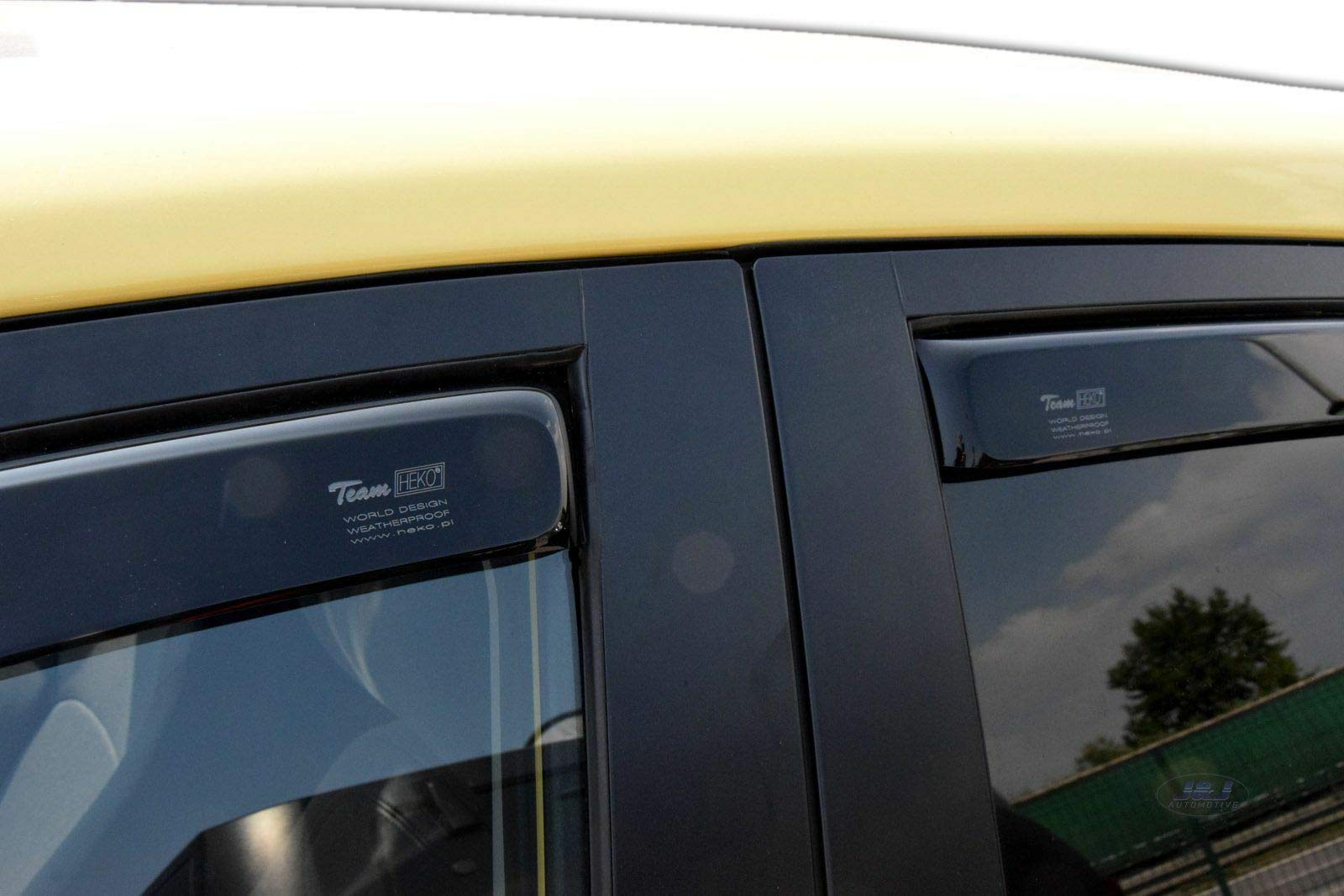 J&J AUTOMOTIVE Deflettori d'Aria per Kia Rio 5-Porte Berlina 2011-2017, Set da 4 Pezzi, Nero Fumé Oscurato Heko