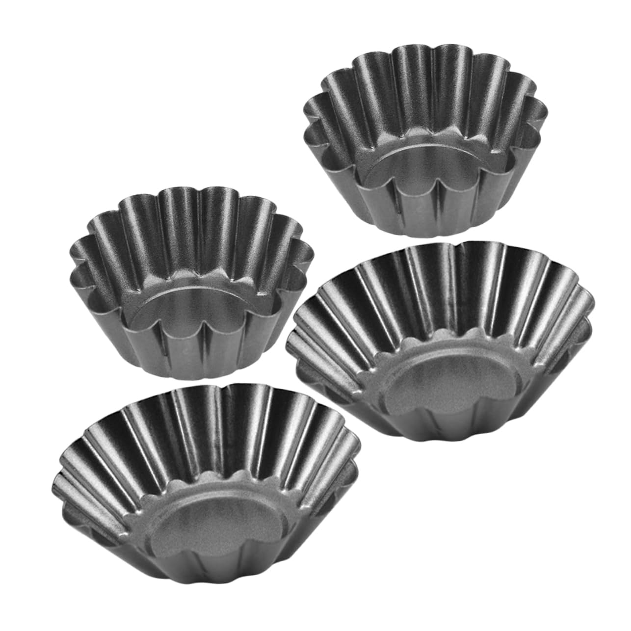 Cabilock 4pcs Non-stick Tart Molds Heavy Duty Carbon Steel Baking Pans Fluted Design for Cakes Puddings Tarts Bakeware for Creative Projects