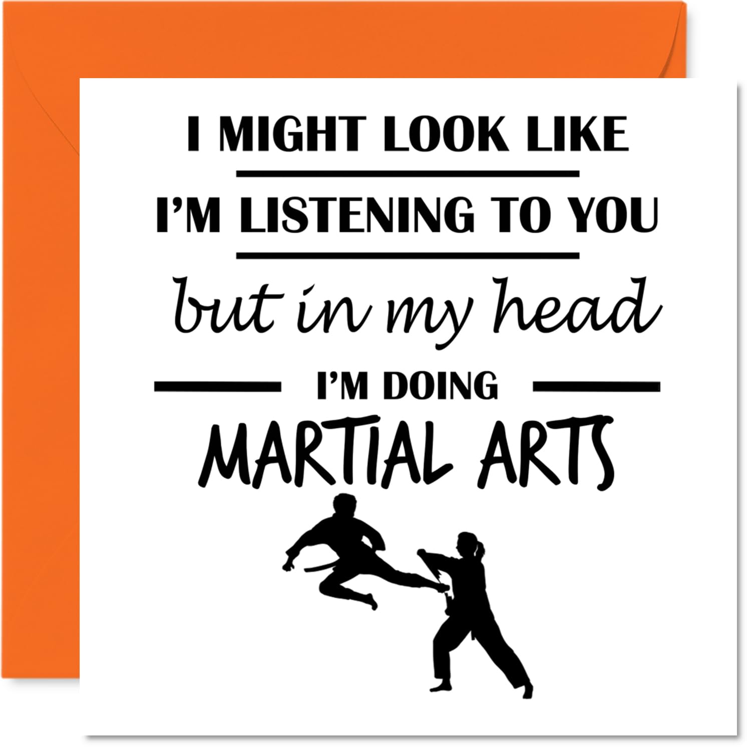 Martial Arts Birthday Card for Men Women - In my Head - Happy Birthday Card for Colleague Grandma Cousin Neighbour, 145mm Bday Greeting Cards