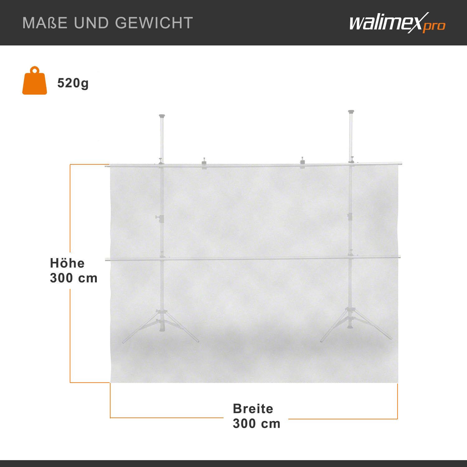 Walimex Diffusor Stoff 3 x 3 m, transparenter Lichtformer für weiches, diffuses Licht, hitzebeständig, als Fotohintergrund nutzbar, ideal für Fotostudio