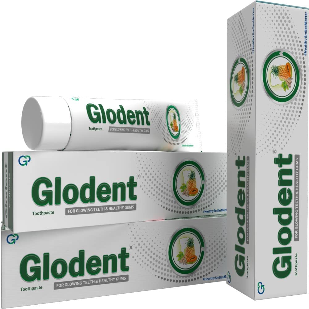 glodent teeth whitening toothpaste | plaque remover | gum care | anticavity tooth paste | natural xylitol extracts, neem, pineapple, papaya, and miswak | vegan-friendly oral care (pack of 3) 70g each