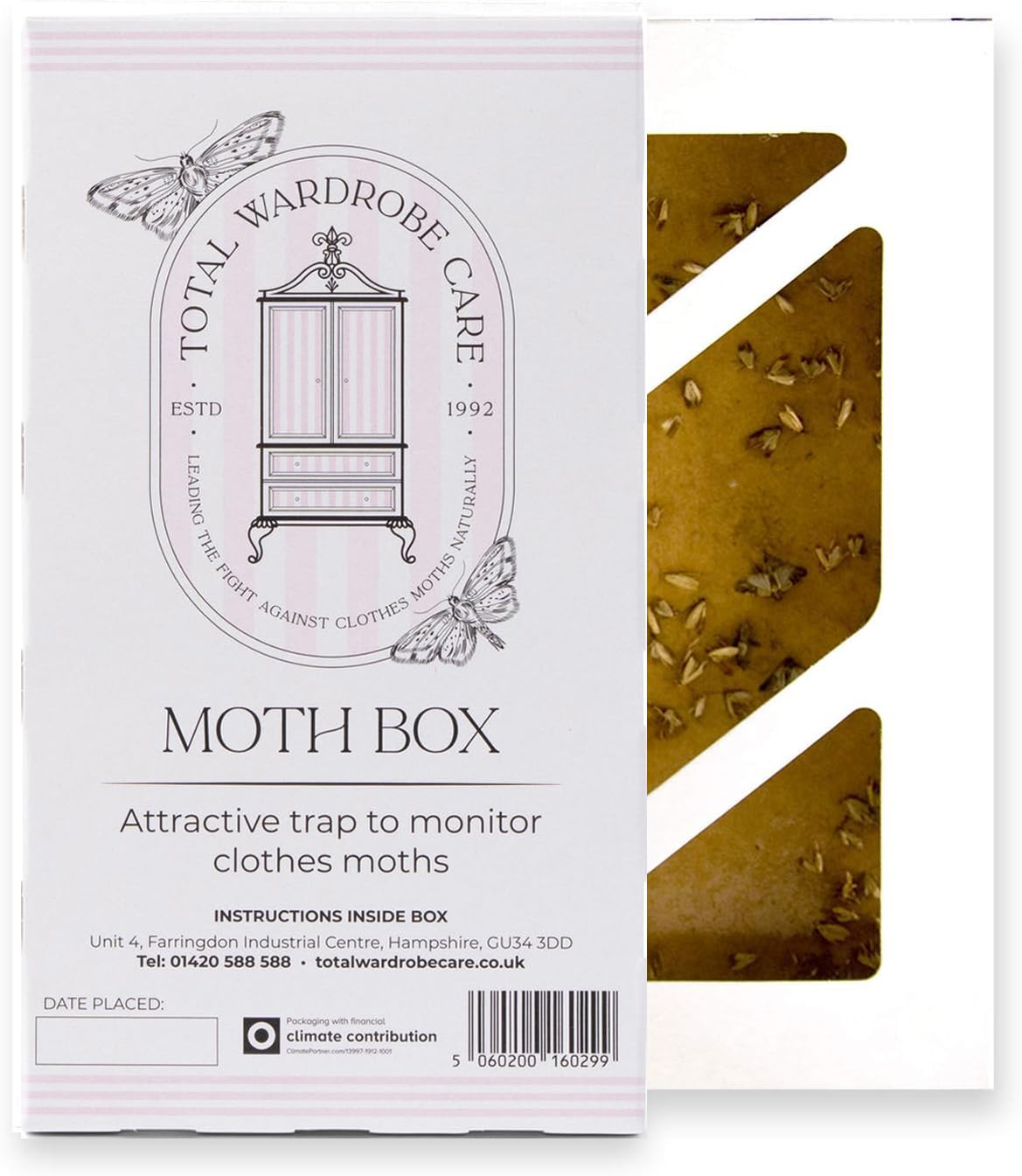 Total Wardrobe Care Eco-Friendly Moth Trap Box. Natural And Non-Toxic, Sticky Glue Board For Common Moths. Anti Moth Repellent Pheromone Trap To Protect Your Clothes And Carpet