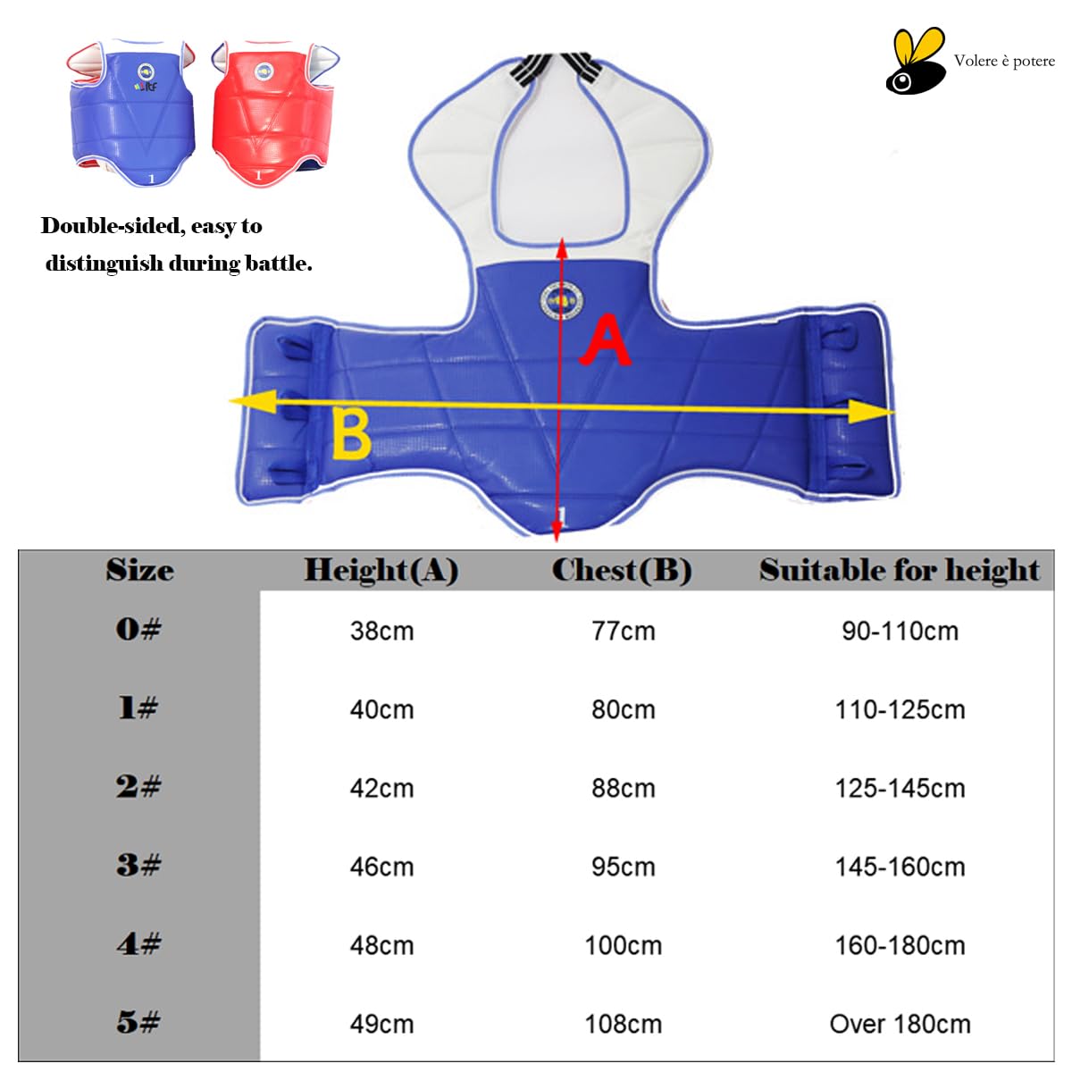 Taekwondo Karate Martial Arts TKD Reversible Chest Guard Abdominal Protector