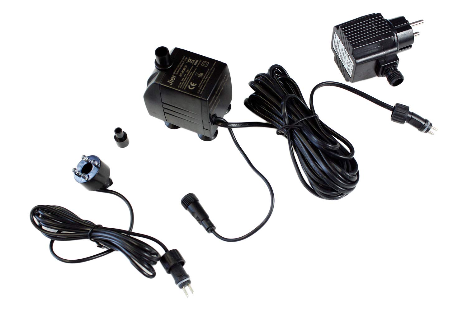 Arnusa Springbrunnenpumpe mit 1x LED Spot Teichpumpe Wasserpumpe Bachlaufpumpe (800 L/H, Warm-Weiß)