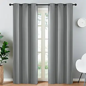 Yakamok Dove Grey Room Darking 90Inch Length 2 Panel Sets for Livingroom Dining Room Darkening Thermal Insulated Bay Window Hotel Modern Elegant Black Out Sunblock Curtins/Bedroom,38 x 90 Inches