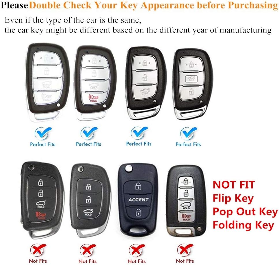 Mofei for Hyundai Key Fob Shell Cover Case TPU Protector Holder with Key Chain Compatible with Hyundai Tucson Elantra Sonata I40 IX35 I45 Smart 4 5 Buttons Remote Keyless Entry (Blue)