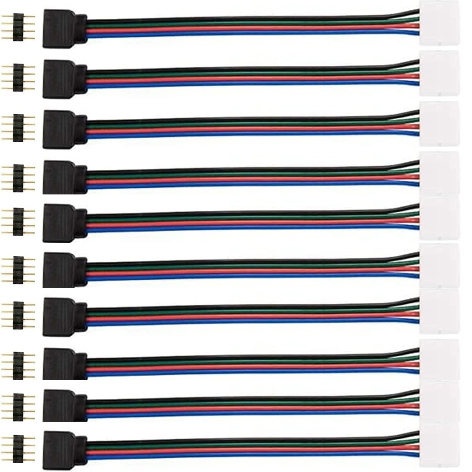 10pcs LED Light Strip Extension Cable Connector for 4pin 8mm Strip to Controller Jumper for RGB LED Ribbon Adapter Cable