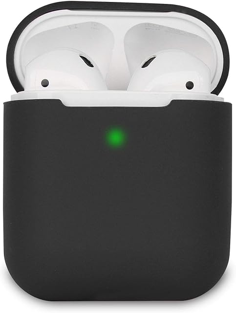 Airpods Case Cover Compatible with AirPods 2, KOKOKA Silicone Shockproof Airpods Case Cover [Front LED Visible][Support Wireless Charging]-Black
