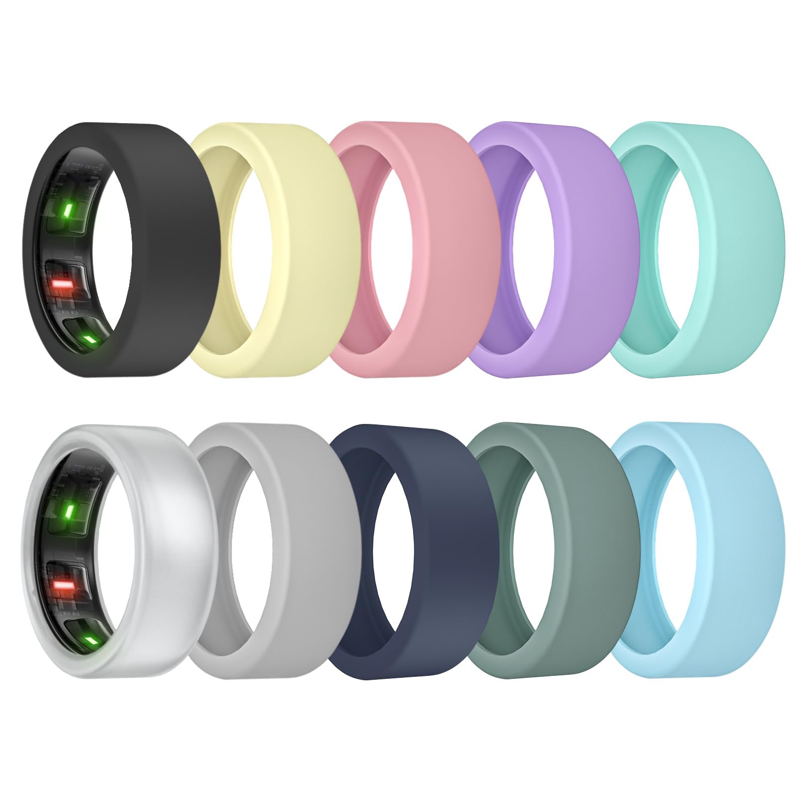 10 pack ring cover for oura ring gen 4/3, silicone protector for ultrahuman ring air working out accessories men women (all 10 colors-4, s (6/7/8/9/10/11))
