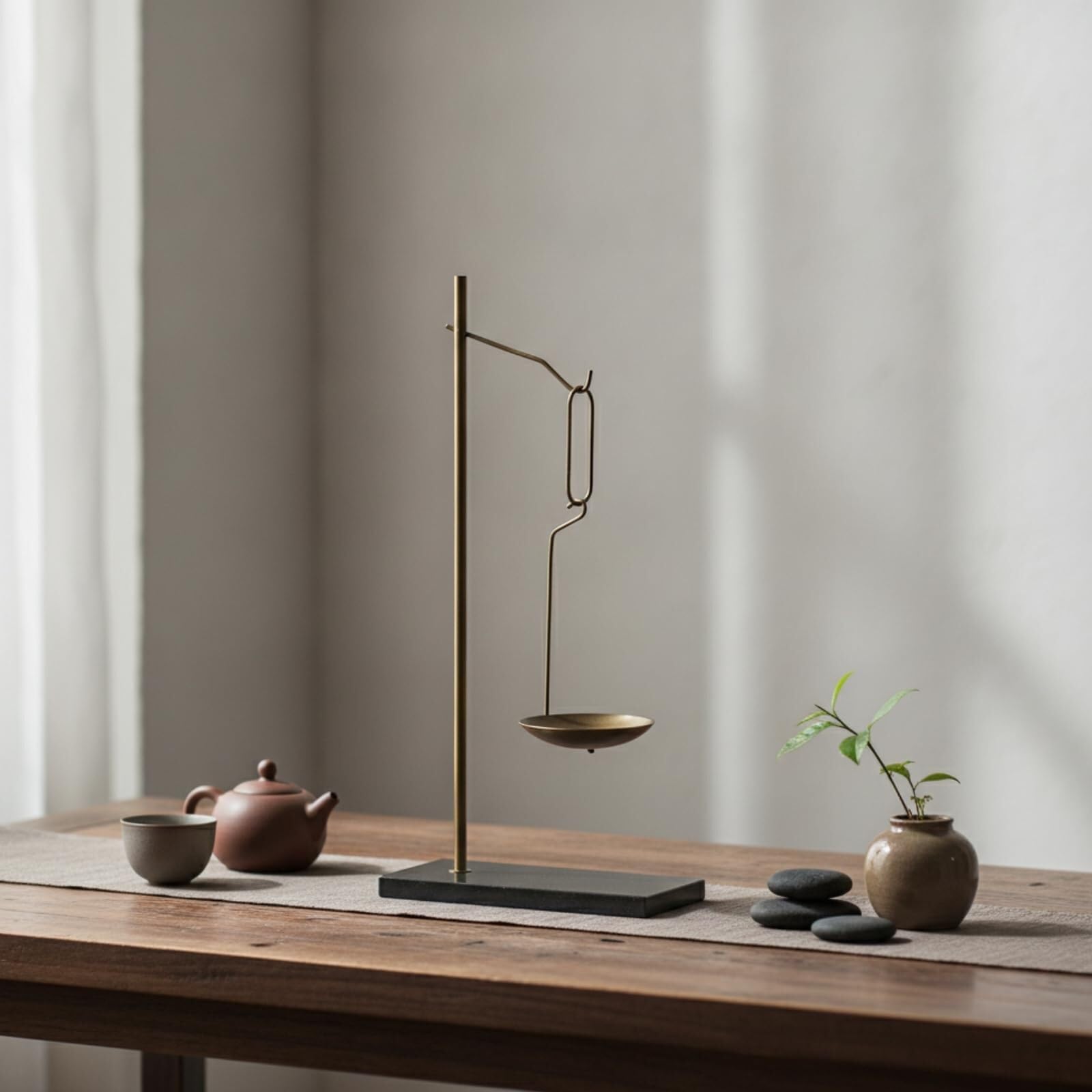 Tischkerzenhalter Mit Steinfuß Geometrischer Kerzenständer Mit Metallrahmen