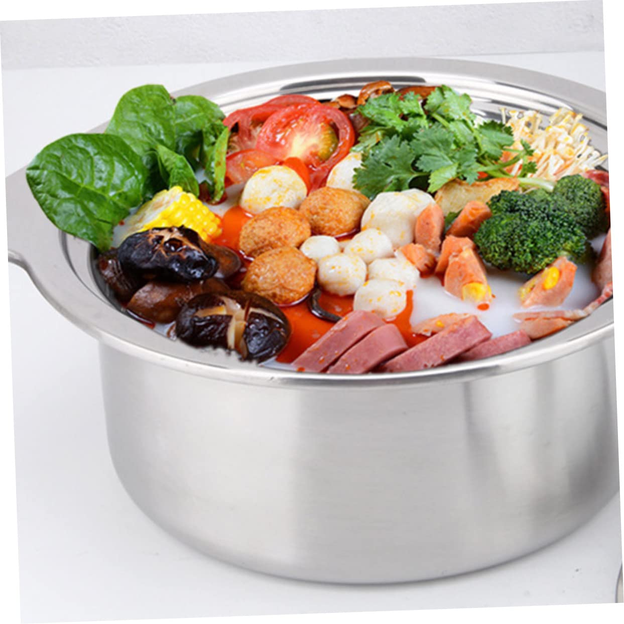 KICHOUSE 1pc 18cm Stainless Steel Hot Pot Induction Shabu Pot for Electric Cooktop Silver Induction Cooker