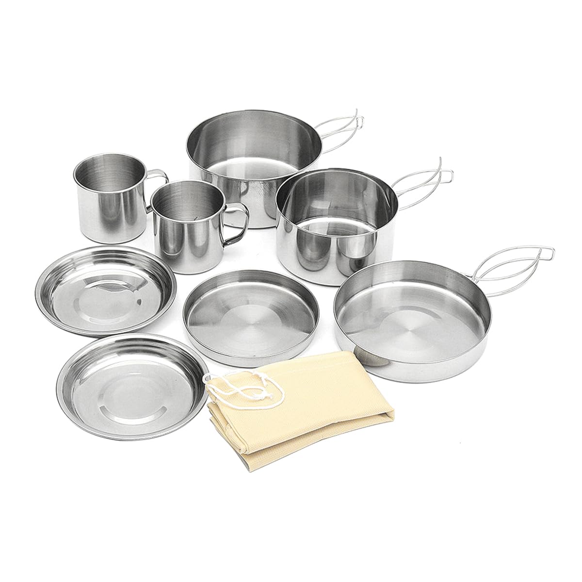 Set di Pentole da Campeggio da 8 Pezzi Kit da Cucina Portatile da Campeggio in Acciaio Inossidabile Set di Pentole da Campeggio per Escursionismo con Zaino in Spalla da Picnic