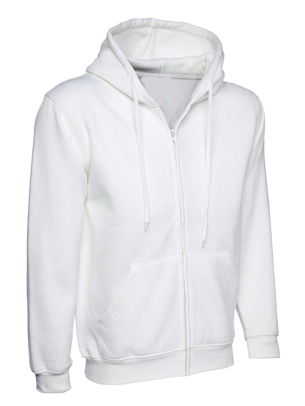 Ladies Zip-Up Hoodie Size 10 to 28 Plus Loose Fit Plain Hooded Sweatshirt New (UK 22-24, White)