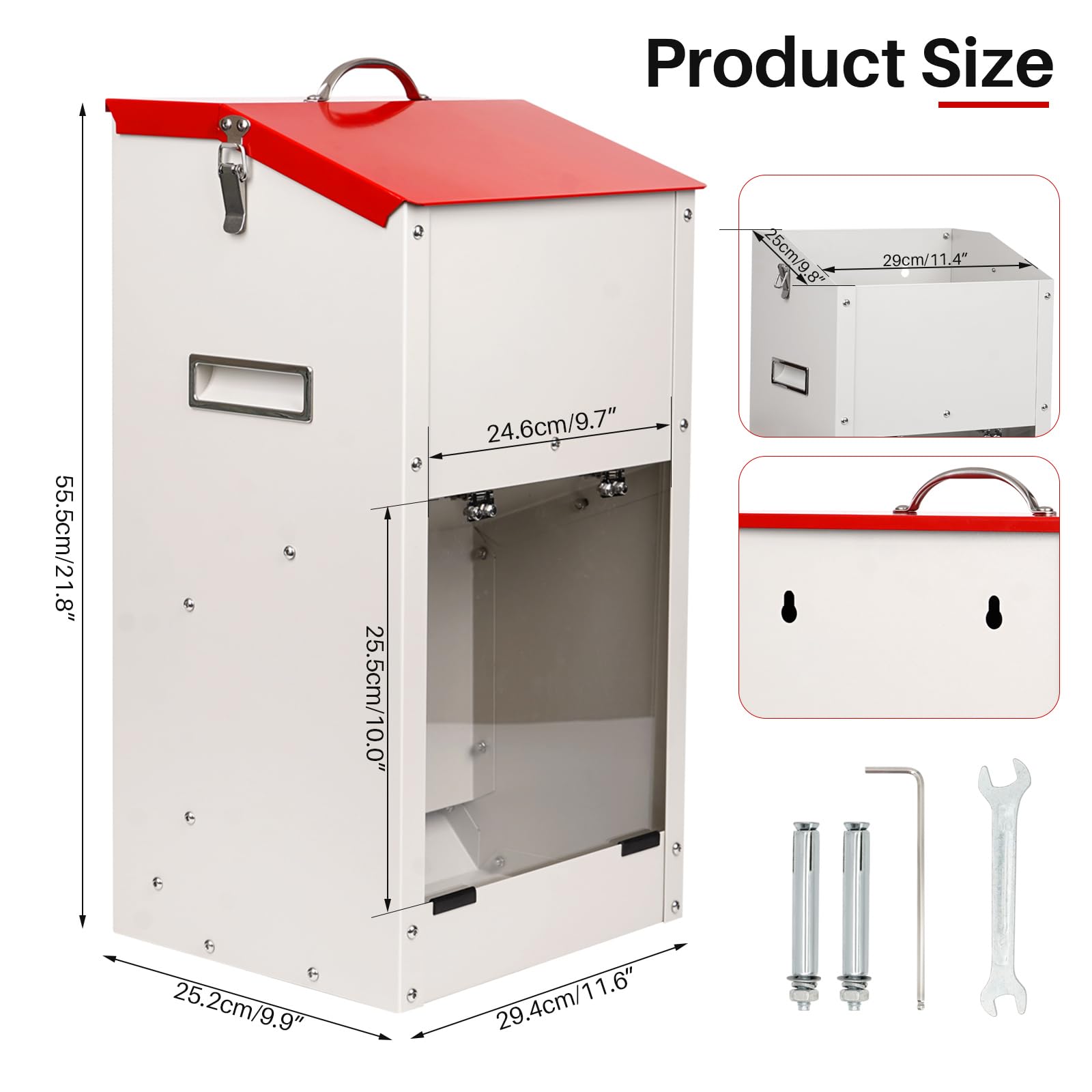 Mangiatoia per Cani, Mangiatoia Automatica Per Cani di Grossa Taglia - Capacità 11Kg, con Coperchio Per Proteggere Il Mangime, Progettata Per la Protezione Dai Roditori, Adatta All'Uso Esterno