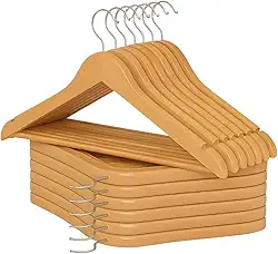 Kit 10 Cabides de Madeira Giratorio 360° Adulto Premium ParaRoupas, Calças, Camisas, Camisetas e Ternos Reforçado