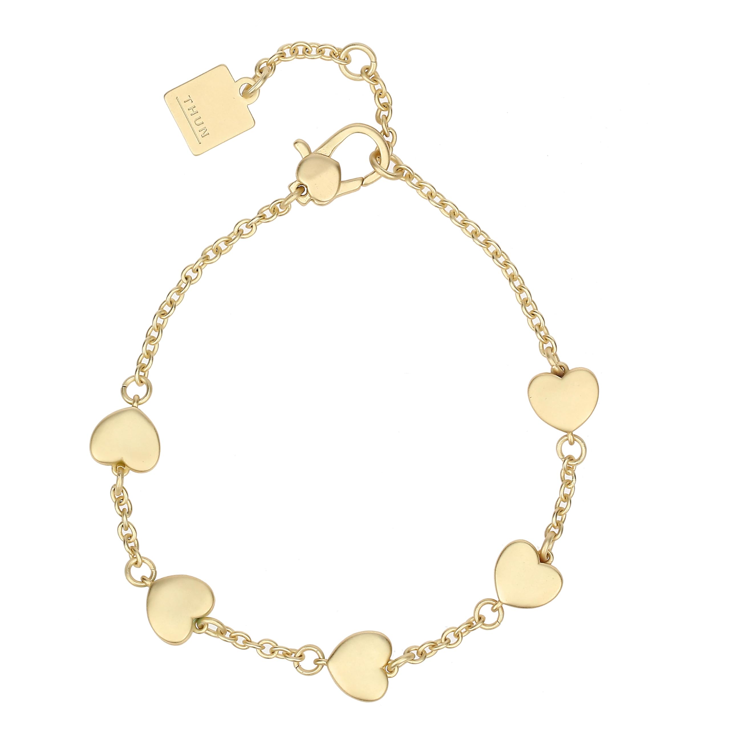 THUN - Bracciale con cinque cuori - metallo, vetro, resina - Collezione Dedicato a te - 16 + 3 cm