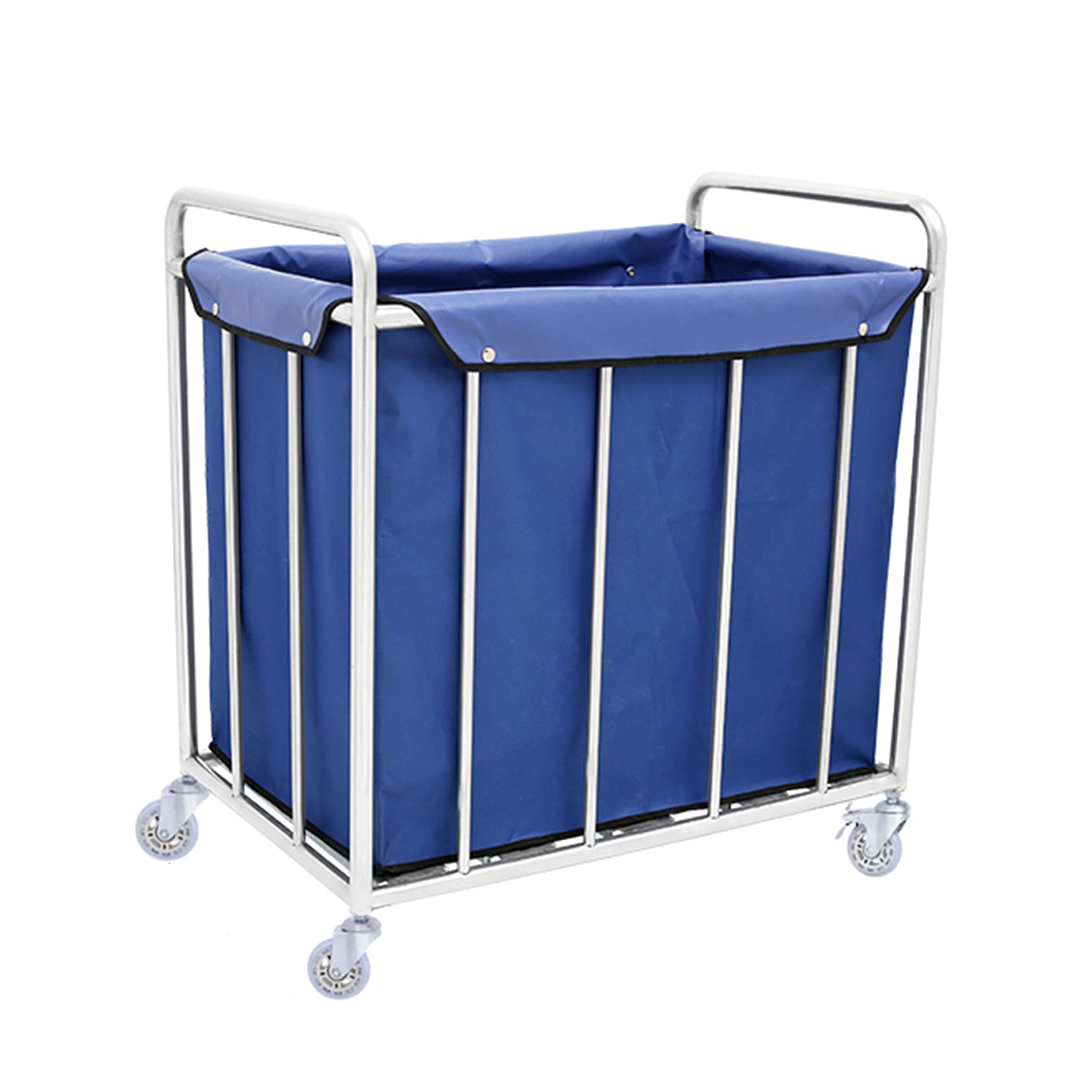 Carro Grande Para Equipos Médicos, Carros De Laboratorio Móviles De Acero Inoxidable Con Ruedas Silenciosas, Cubo De Suciedad Impermeable Y Ruedas Omnidireccionales Silenciosas - Rectangular Plateado