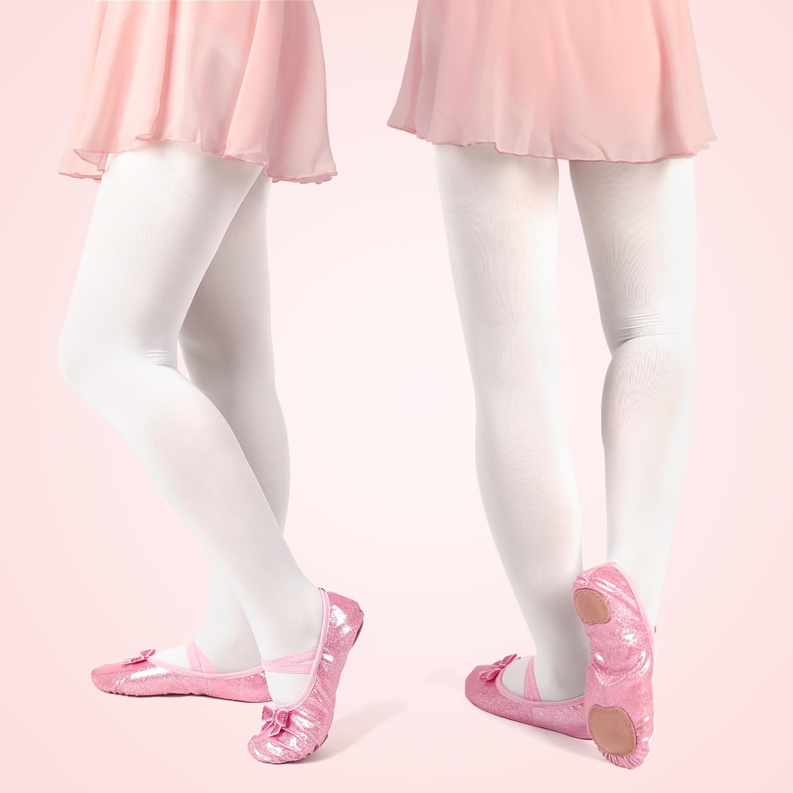 Zapatos de ballet para niñas, niños pequeños, diseño brillante con un bonito arco dividido, zapatos de baile para la práctica de baile, ballet, espectáculos en el escenario, gimnasia