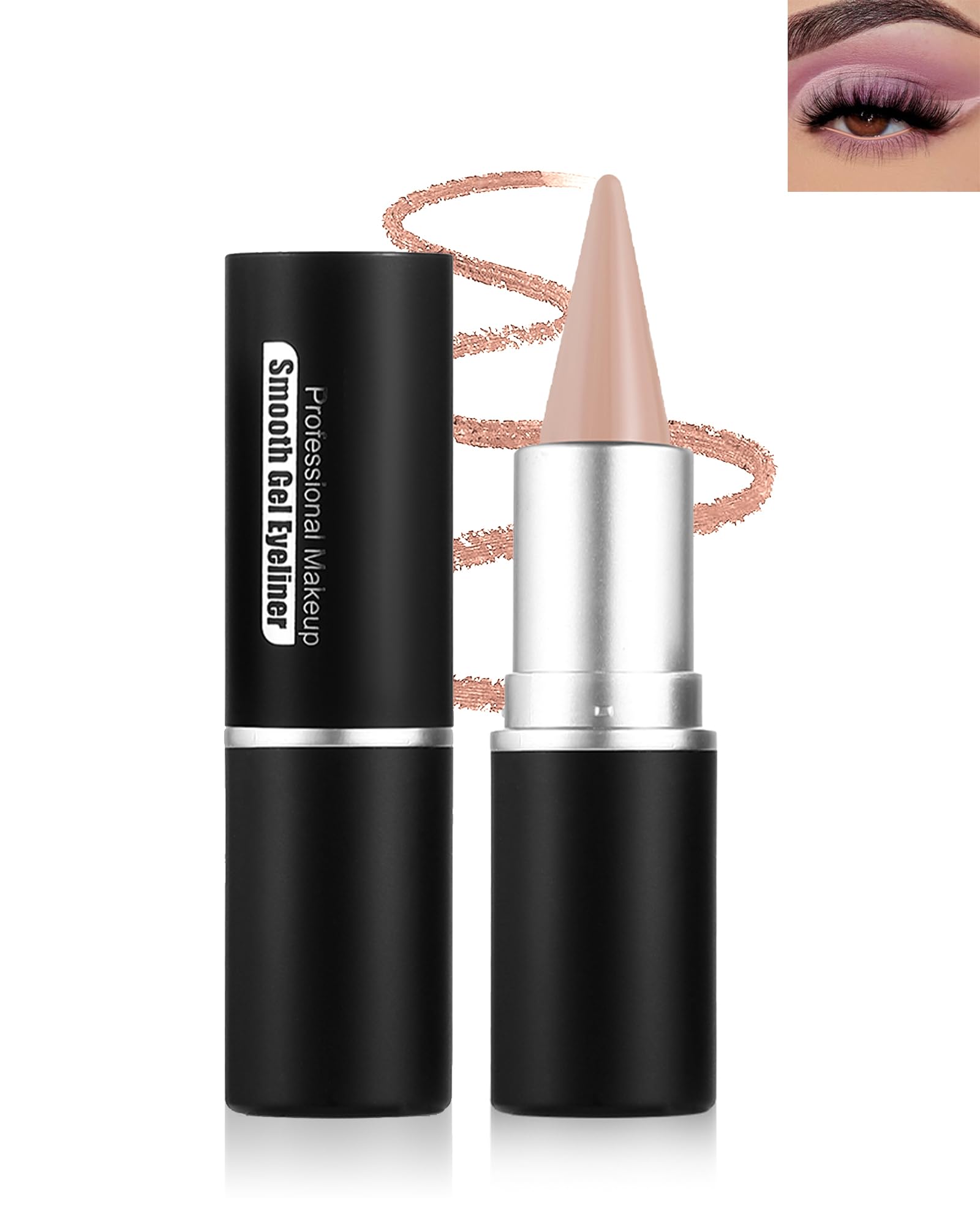 Nude Gel Eyeliner Cream Pencil, Waterproof Smudge-proof Long Wear, Glides on Smoothly Matte Waterline Eyeliner, Intense Color Eyeliner Pen, Multi-use Face Paint Stick Colorful Makeup for Women-10