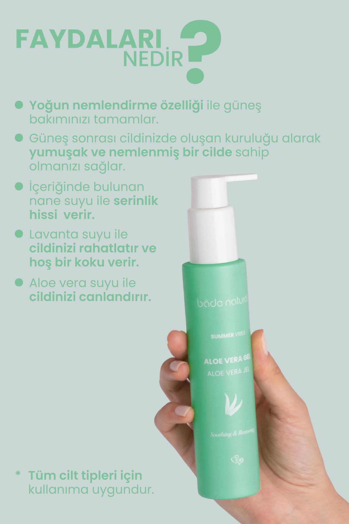 Bade Natural Aloe Vera Jel%100 Doal 100 ml : Amazon.com.tr: Kiisel Bakm  ve Kozmetik