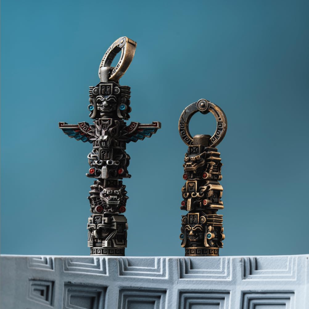 COPPERTIST.WU Maya Totem Anhänger – Handgefertigter Amulett Schmuck für Damen & Herren, Spiritueller Talisman Antike Zivilisation, DIY Totem Charm für Armbänder & Halsketten