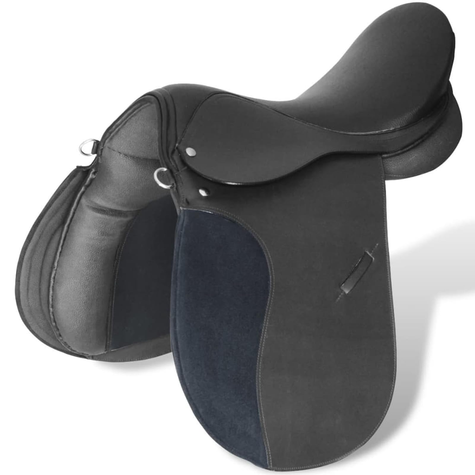 Homgoday Set de Montura de Caballo de 17.5" y Cuero Negro 18 cm, 5 en 1