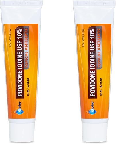 Globe (2 unidades) Povidona yodo 10% ungüento de primeros auxilios 1 oz, para cortes, raspaduras, quemaduras (comparado con Betadine)